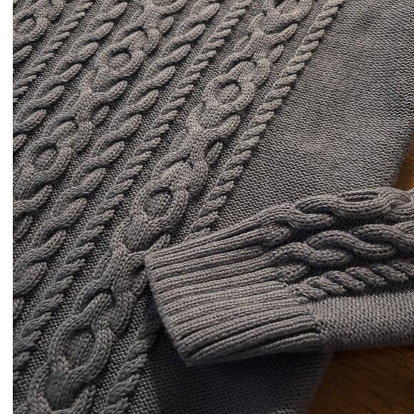 LL Bean Women's Medium Sweater Cable Knit 100% Cotton Pullover Crewneck - Picture 8 of 8